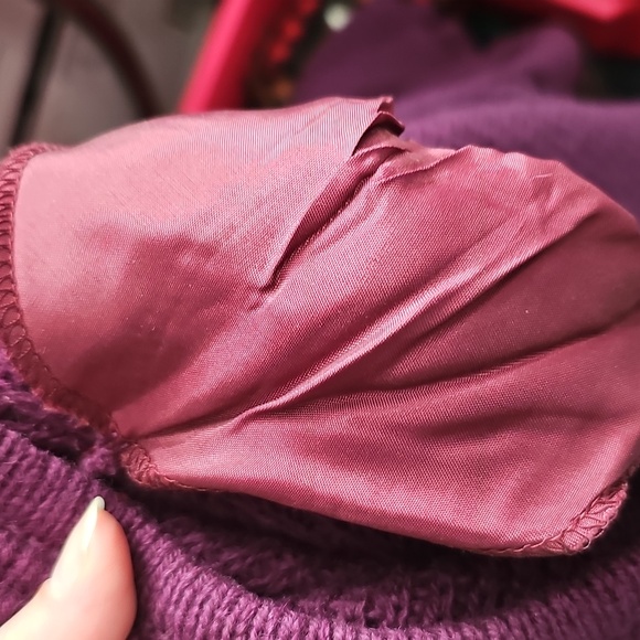 Vintage Charlotte 100% Shetland Wool purple knit duster sweater high neck small - Picture 10 of 10